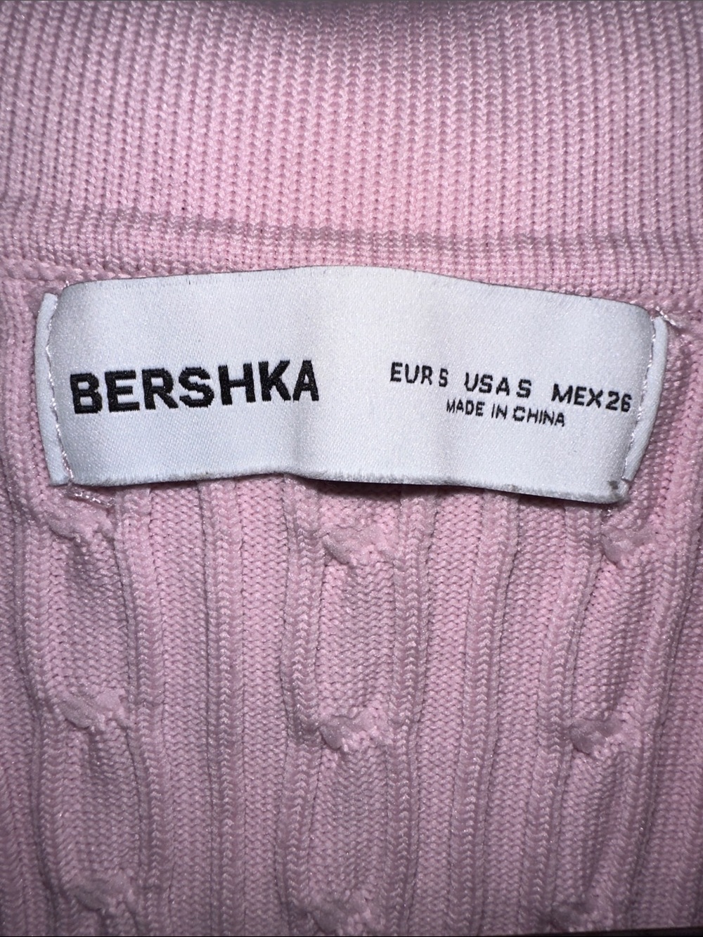 Bershka Light Pink Ribbed Crew Neck Sweater